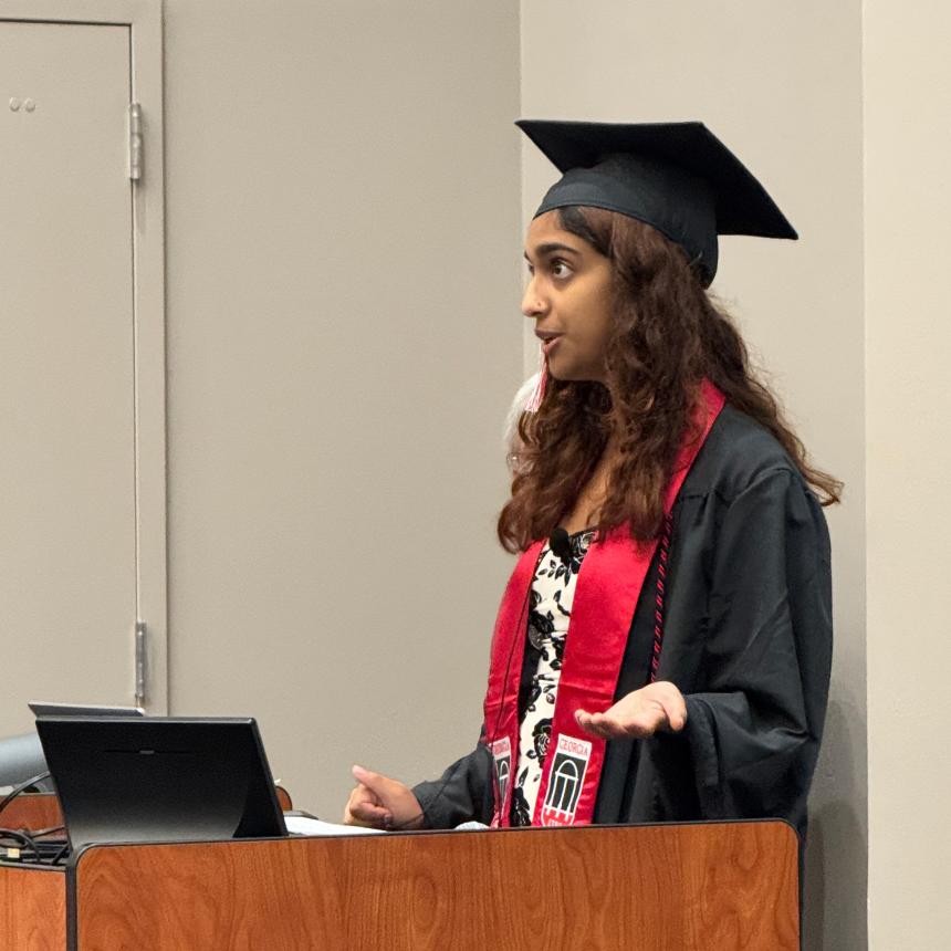 Student speaking at convocation
